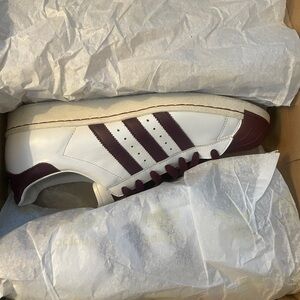 Adidas Men's White and Burgundy Sneakers
